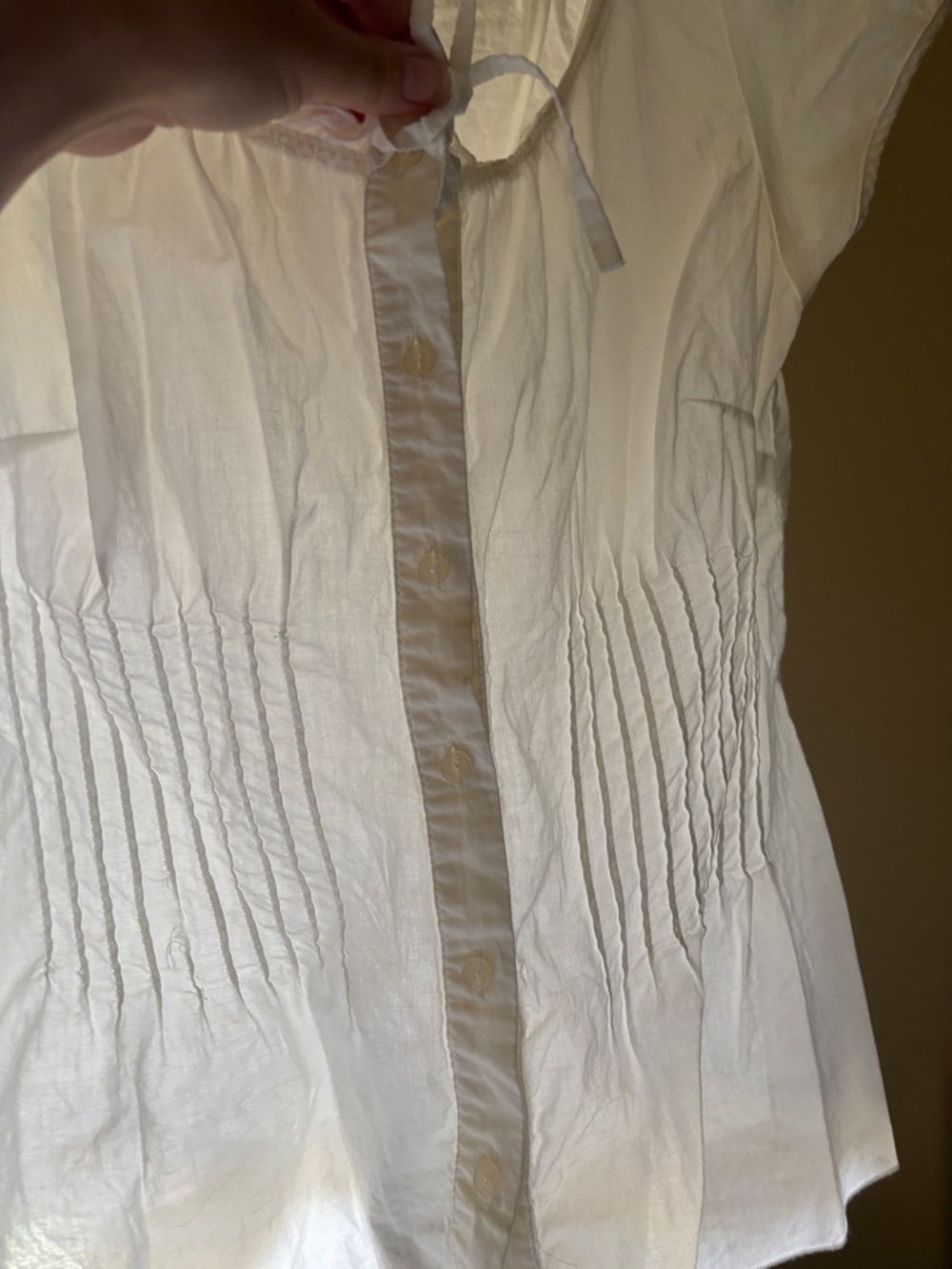 NY Collection White Short Sleeve Ruffle-Front Blouse - Picture 6 of 8